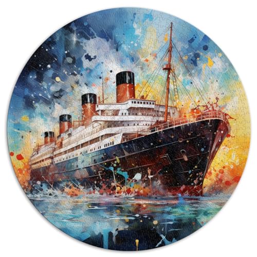 1000-teiliges Puzzle, Titanic-Aquarell, rundes Puzzle für Erwachsene, geeignet für Erwachsene, Papppuzzle, Puzzle – anspruchsvolles Spiel, Größe: 67,5 x 67,5 cm von HBHGYMA