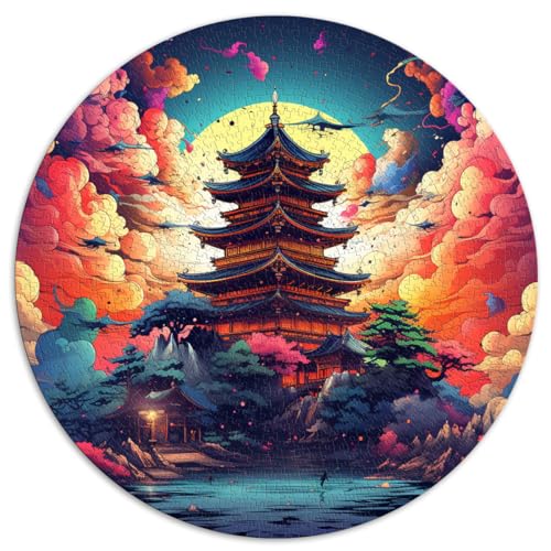 1000-teiliges Puzzle, japanische Pagodenlandschaft, runde Puzzles, für Erwachsene und Jugendliche ab 12 Jahren, Kartonpuzzle, Lernspiel, Herausforderungsspielzeug. Größe: 67,5 x 67,5 cm von HBHGYMA