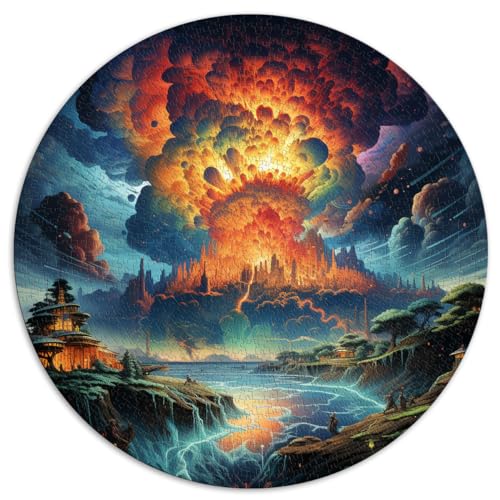 1000-teiliges Puzzle, kosmische Horizontlandschaft, kreisförmiges Puzzle, für Erwachsene und Kinder ab 12 Jahren. Papppuzzle, Lernspiel, herausforderndes Spielzeug. Größe: 67,5 x 67,5 cm von HBHGYMA