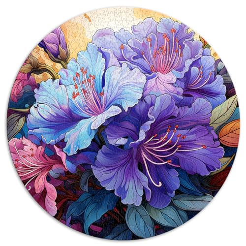 1000-teiliges Puzzle, lila Rhododendron, kreatives rundes Puzzle, für Erwachsene und Kinder, Kartonpuzzle, Denkspiel, Größe: 67,5 x 67,5 cm von HBHGYMA
