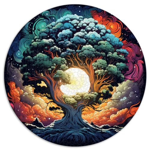 1000-teiliges Puzzle, magischer Baum, farbenfrohes kreisförmiges Puzzle, für Erwachsene und Kinder ab 12 Jahren, Puzzle aus Pappe, Denkspiel, Größe: 67,5 x 67,5 cm von HBHGYMA
