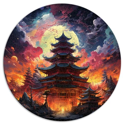 1000-teiliges Puzzle, runde Puzzles mit japanischer Pagodenlandschaft, geeignet für Kinder ab 12 Jahren. Kartonpuzzle, Lernspiel, herausforderndes Spielzeug. Größe: 67,5 x 67,5 cm. von HBHGYMA