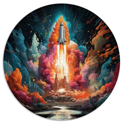 1000-teiliges Puzzle, rundes Puzzle „Weltraumlandung“, für Erwachsene und Kinder ab 12 Jahren. Papppuzzle, Erwachsene und Kinder. Größe: 67,5 x 67,5 cm von HBHGYMA