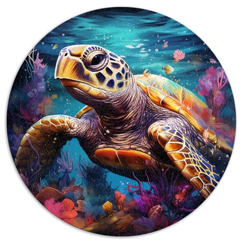 1000-teiliges Puzzle, rundes Puzzle mit Schildkröten-Unterwassermotiv, geeignet für Erwachsene und Jugendliche ab 12 Jahren, Kartonpuzzle, Lernspiel für Erwachsene und Kinder. Größe: 67,5 x 67,5 cm von HBHGYMA