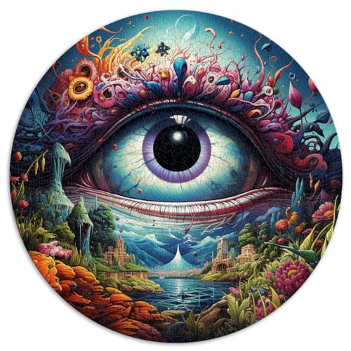 1000-teiliges Puzzle, rundes Puzzle mit dem Motiv „Drittes Auge“, Papppuzzle, Denkspiel für Teenager und Kinder, Größe: 67,5 x 67,5 cm von HBHGYMA