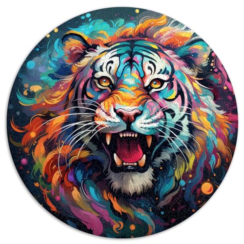 1000-teiliges Puzzle, schwarz-weißer Tiger. Kreatives rundes Puzzle für Erwachsene und Kinder. Papppuzzle eignet sich gut als Geschenk für die ganze Familie. Größe: 67,5 x 67,5 cm. von HBHGYMA