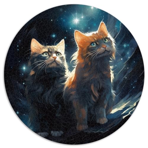 1000-teiliges Puzzle für Erwachsene, „Einige Katzen in der Sternenwelt“, kreatives rundes Puzzle, für Erwachsene und Kinder ab 12 Jahren, Kartonpuzzle, Lernspiele, Heimdekorationspuzzle. von HBHGYMA