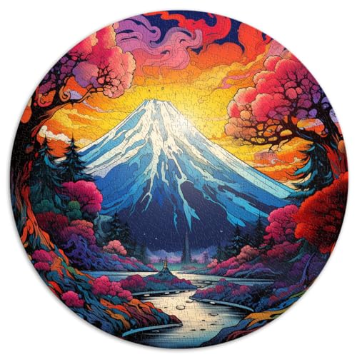 1000-teiliges Puzzle für Erwachsene, Fuji-Berg, Japan, kreisförmiges Puzzle, für Erwachsene und Kinder, Papppuzzle, Lernspiel, herausforderndes Spielzeug, Größe: 67,5 x 67,5 cm von HBHGYMA