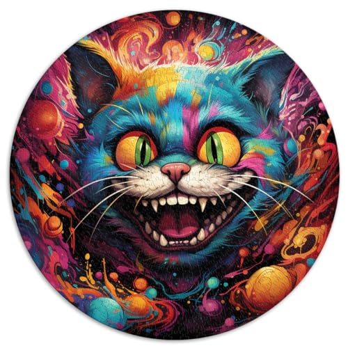 1000-teiliges Puzzle für Erwachsene, Grinsekatze, runde Puzzles, für Erwachsene, Familienpuzzles aus Pappe, Lernspiele für Erwachsene und Kinder, Größe: 67,5 x 67,5 cm von HBHGYMA