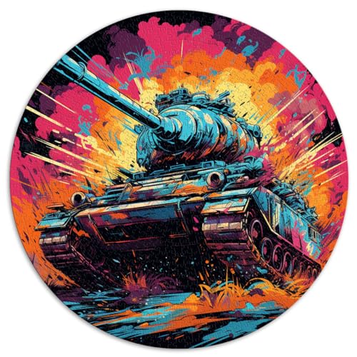 1000-teiliges Puzzle für Erwachsene, Panzer, Tiger, Panzer, kreisförmiges Puzzle, für Erwachsene und Kinder ab 12 Jahren, Puzzle aus Pappe, Spielspielzeug für Erwachsene, Größe: 67,5 x 67,5 cm von HBHGYMA