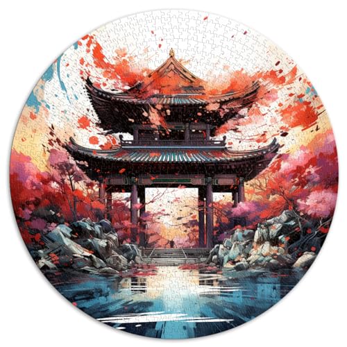 1000-teiliges Puzzle für Erwachsene, Shinto-Schrein, farbenfrohes rundes Puzzle für Kinder, für Erwachsene und Kinder ab 12 Jahren, Kartonpuzzle, Heimdekorations-Puzzle, Größe: 67,5 x 67,5 cm von HBHGYMA