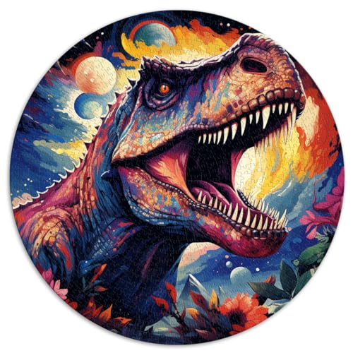 1000-teiliges Puzzle für Erwachsene, Sternennacht-Dinosaurier-Rundpuzzle, für Erwachsene und Kinder ab 12 Jahren, Papppuzzle, lustiges Puzzle für die ganze Familie von 。Größe: 67,5 x 67,5 cm von HBHGYMA