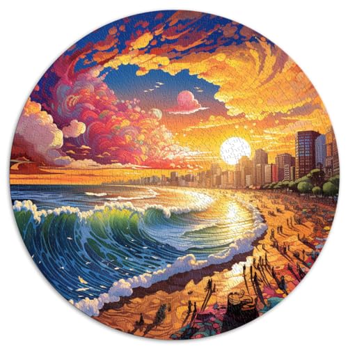1000-teiliges Puzzlespiel, Copacabana-Strand, kreatives rundes Puzzle, Papppuzzle für Erwachsene und Kinder, Lernspiel für Erwachsene und Kinder. Größe: 67,5 x 67,5 cm von HBHGYMA