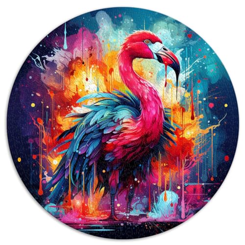 1000-teiliges Puzzlespiel, Flamingo-Tiere, rundes Puzzle für Kinder, geeignet für Erwachsene und Kinder über 12 Jahre, Papppuzzle, Familienspiele. Größe: 67,5 x 67,5 cm von HBHGYMA