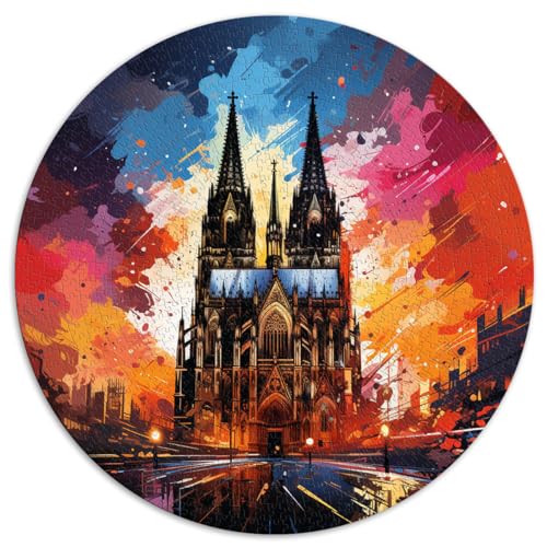 1000-teiliges Puzzlespiel, Kölner Dom, runde Puzzles, für Erwachsene und Jugendliche ab 12 Jahren, schwierige und anspruchsvolle Papppuzzles. Größe: 67,5 x 67,5 cm von HBHGYMA