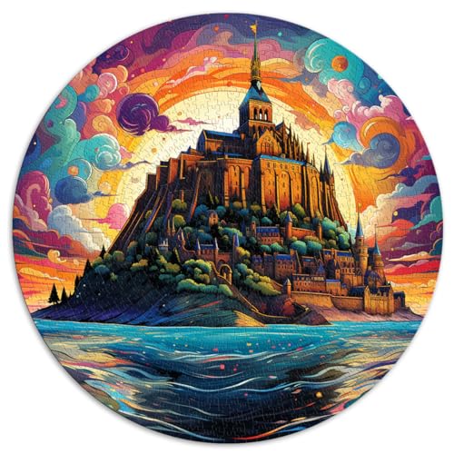 1000-teiliges Puzzlespiel, runde Puzzles der Abtei Mont Saint Michel, für Erwachsene und Kinder ab 12 Jahren. Papppuzzle, anspruchsvolles Spiel. Größe: 67,5 x 67,5 cm von HBHGYMA