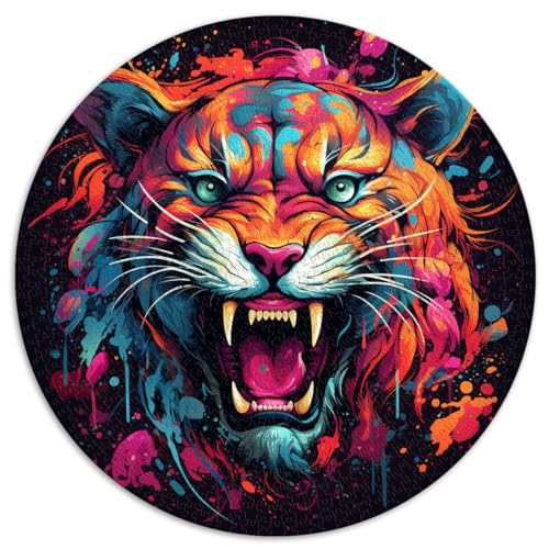 Lustiges Puzzle für Erwachsene, 1000 Teile, Tigermonster, rundes Puzzle, für Erwachsene und Kinder ab 12 Jahren, Papppuzzle, tolles Geschenk für Erwachsene, Größe: 67,5 x 67,5 cm von HBHGYMA