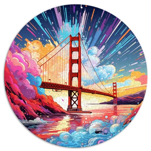 Puzzle 1000 Teile für Erwachsene, Golden Gate Bridge, kreatives rundes Puzzle, für Erwachsene und Kinder ab 12 Jahren. Puzzle aus Pappe, luxuriöses, farbenfrohes Puzzle als Geschenk. von HBHGYMA