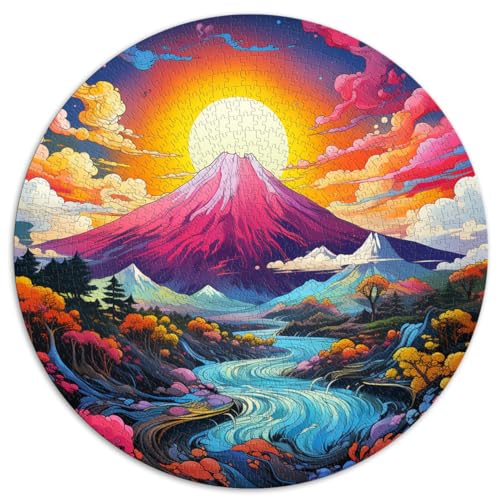 Puzzle 1000 Teile für Erwachsene, Japan-Reise zum Fuji, runde Puzzles, für Jugendliche und Erwachsene, Papppuzzles, Puzzle – anspruchsvolles Spiel, Größe: 67,5 x 67,5 cm von HBHGYMA