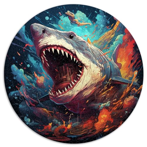 Puzzle 1000 Teile für Erwachsene, Megalodon-Hai, runde Puzzles, Puzzles für 12-Jährige, Papppuzzle, anspruchsvolle Spielegeschenke, Größe: 67,5 x 67,5 cm von HBHGYMA