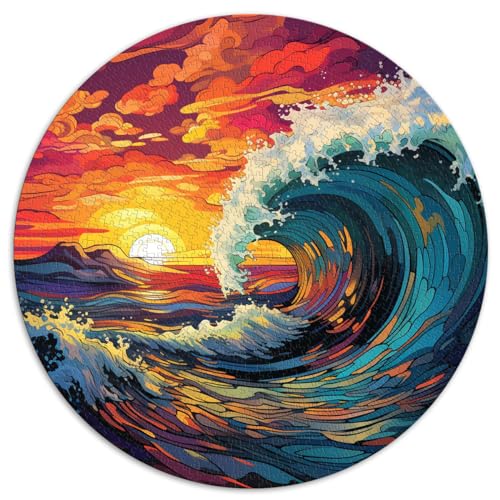 Puzzle für Erwachsene, 1000 Teile, Große Welle, Strand, Sonnenuntergang, runde Puzzles, Geeignet für Erwachsene und Kinder über 12 Jahre, Kartonpuzzle, Tolles Geschenk für Erwachsene. von HBHGYMA