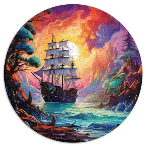 Puzzle für Erwachsene, 1000 Teile, Piratenboot, farbenfrohes, kreatives, rundes Puzzle, für Erwachsene und Kinder ab 12 Jahren. Puzzle aus Pappe, gutes Geschenk für Erwachsene und Kinder. von HBHGYMA