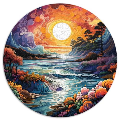 Puzzle für Erwachsene, 1000 Teile, Psychedelic Shoreline, kreatives rundes Puzzle, geeignet für Erwachsene und Kinder ab 12 Jahren, Papppuzzle, Familienaktivität, Größe: 67,5 x 67,5 cm von HBHGYMA