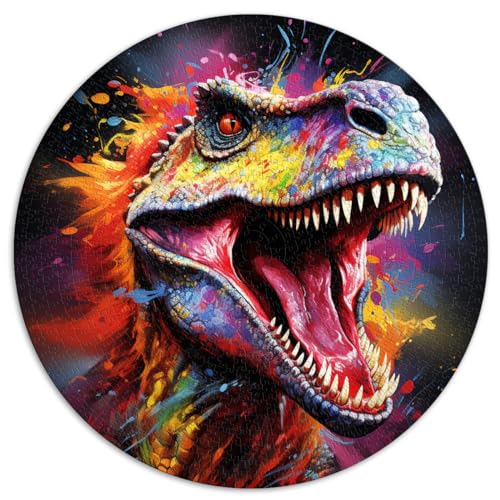 Puzzle für Erwachsene, 1000 Teile, kreatives rundes Dinosaurier-Puzzle für Erwachsene und Kinder, Papppuzzle, Denksportaufgaben für Erwachsene, Größe: 67,5 x 67,5 cm von HBHGYMA