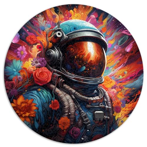 Puzzle für Erwachsene, 1000 Teile, kreatives rundes Puzzle mit floralem Astronautenmotiv, für Erwachsene und Jugendliche ab 12 Jahren, Kartonpuzzle, Heimdekorationspuzzle, Größe: 67,5 x 67,5 cm von HBHGYMA