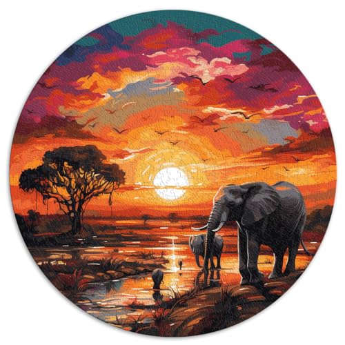 Puzzle für Erwachsene mit 1000 Teilen, „Elefant läuft weiter“, kreatives rundes Puzzle, für Erwachsene und Kinder ab 12 Jahren, Kartonpuzzle, tolles Geschenk für Erwachsene, Größe: 67,5 x 67,5 cm von HBHGYMA