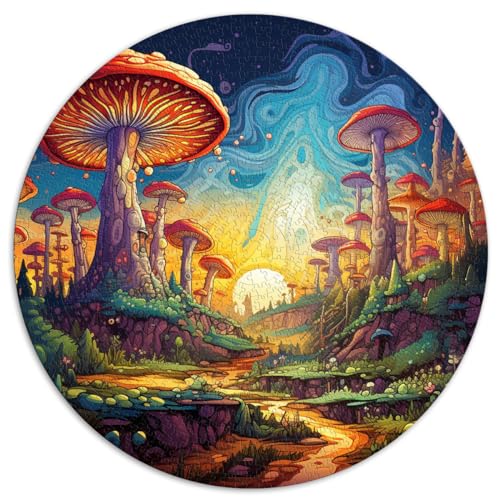 Puzzle für Erwachsene und Kinder, 1000 Teile, fantastisches rundes Pilz-Puzzle, für Erwachsene und Familien, Papppuzzle, Stressabbau-Spielzeug, Größe: 67,5 x 67,5 cm von HBHGYMA