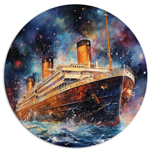 Puzzle mit 1000 Teilen, Titanic-Aquarell, rundes Puzzle für Erwachsene, für Erwachsene und Kinder ab 12 Jahren, Papppuzzle, anspruchsvolles Spiel. Größe: 67,5 x 67,5 cm von HBHGYMA