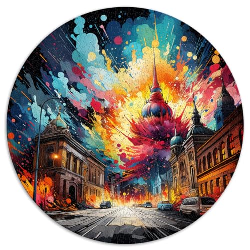 Puzzle mit 1000 Teilen für Erwachsene und Kinder, bunte runde Puzzles „Wien“, für Erwachsene und Familien, Puzzles aus Pappe, Familienaktivitäts-Puzzles. Größe: 67,5 x 67,5 cm. von HBHGYMA