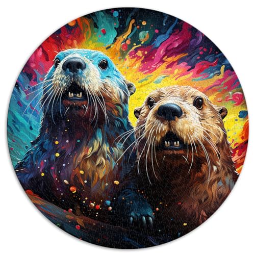 für Erwachsene, 1000 Teile, Otter-Rundpuzzle, für Erwachsene und Kinder, Papppuzzle, Lernspiel für Erwachsene und Kinder. Größe: 67,5 x 67,5 cm von HBHGYMA