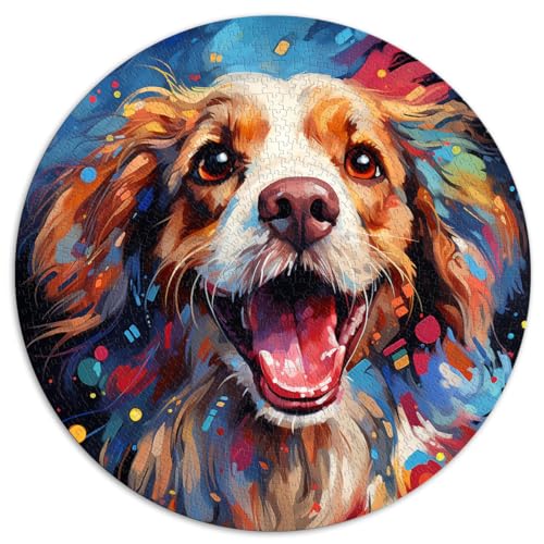 für Erwachsene 1000-Teile-Puzzle, süßes Hunde-Rundpuzzle, für Erwachsene und Kinder ab 12 Jahren, Papppuzzle, Heimdekorations-Puzzle, Größe: 67,5 x 67,5 cm von HBHGYMA