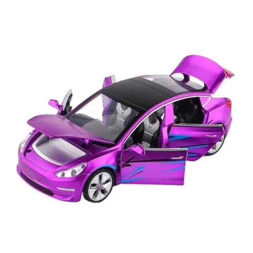 HBJzxlOK Auto aus Zinklegierung Für M&ODEL 3 Legierung Druckguss Automodell 1:32 Größe(Purple no Box) von HBJzxlOK