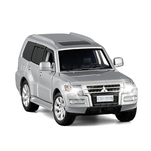 HBJzxlOK Zinklegierung Auto Für M&itsubishi Für Pajero SUV Legierung Diecast Modell Fahrzeug Rad Auto Modelle 1/32 Größe(Silver with Box) von HBJzxlOK