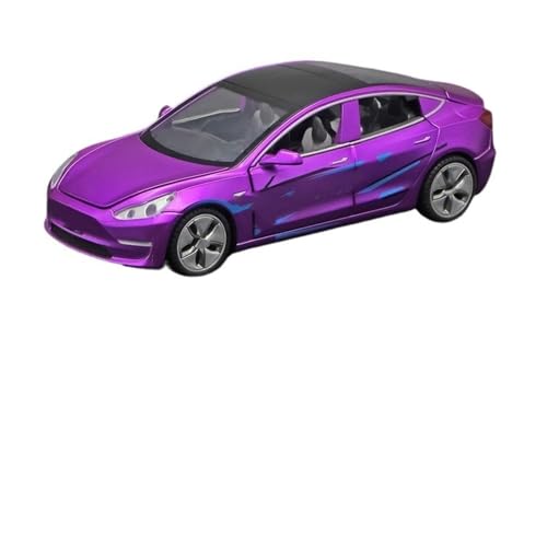 HBJzxlOK Zinklegierung Auto Für T&esla Für Model 3 E126 Modellauto aus Druckguss-Metalllegierung 1:32 Größe(Purple with Box) von HBJzxlOK