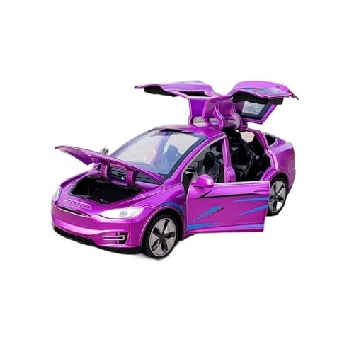 HBJzxlOK Zinklegierung Auto Für T&esla Für Modell X Legierungsautomodell Druckgussautofahrzeuge 1:32 Größe(Purple) von HBJzxlOK