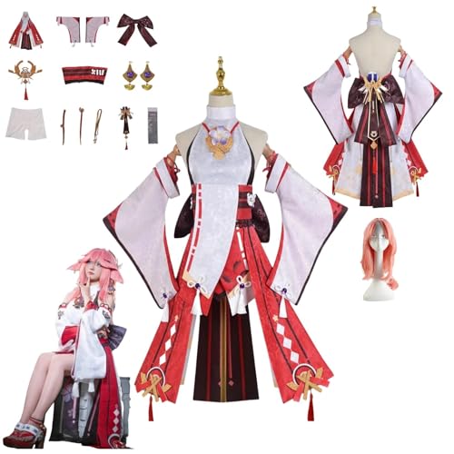 HBQC Genshin Impact Yae Miko Anime-Rollenspiel-Kostüm Cosplay Kostüm Für Perücken Für Erwachsene, Halloween-Karneval-Party HBQC Genshin Impact Yae Miko Anime-Rollenspiel-Kostüm Cosplay Kostüm Für Perücken Für Erwachsene, Halloween-Karneval-Party von HBQC