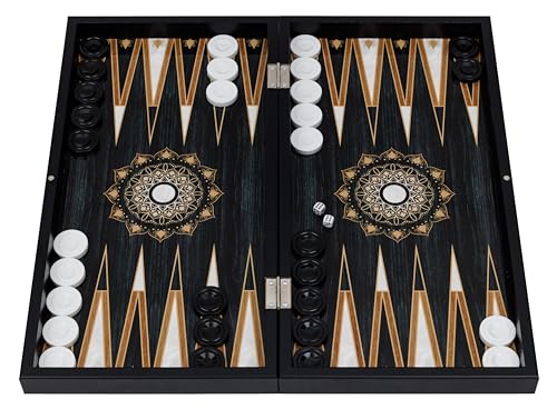 HBS GAMES Midnight Pearl Design Backgammon Brettspiel 48 Zentimeter aus Holz mit Acryl-Spielsteinen Freunde und Erwachsene von HBS GAMES