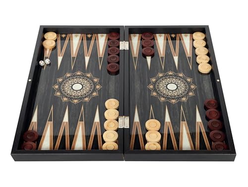 HBS GAMES Midnight Pearl Design Backgammon Strategie Brettspiel, 48 Zentimeter aus Holz mit Holz-Spielsteinen Freunde und Erwachsene von HBS GAMES