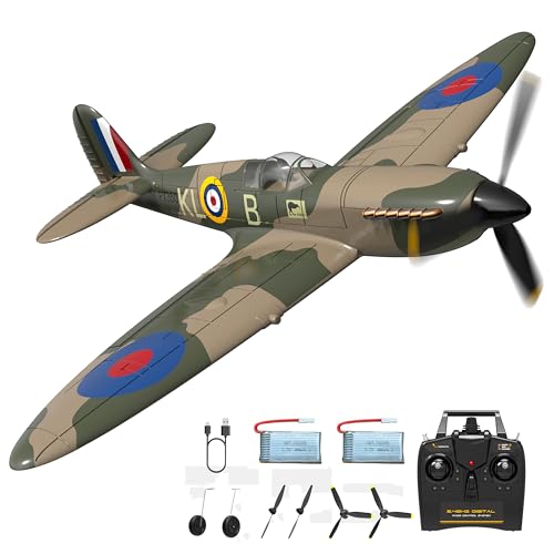 HBSAPKKA RC Flugzeug 4CH RC Flugzeug Spielzeug RTF Spitfire mit Xpilot Stabilisierungssystem, 2.4GHz Ferngesteuertes Flugzeug für Anfänger, Kinder und Erwachsene von HBSAPKKA