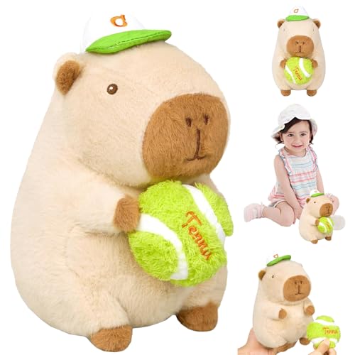 Capybara Plüschtier, Capybara Kuscheltier mit Baseball Stofftier, Capybara Animal Spielzeug, Simulation Tier Capybara Puppen, Capybara Plushie Puppen, Stofftier Capybara, für Jungen und Mädchen von HBSFBH