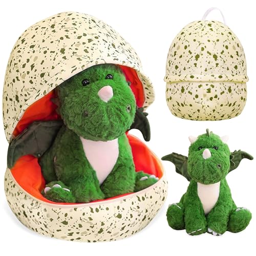 Dinosaurier Ei Plüschtier, Dinosaurier Kuscheltier mit Egg Dino, Kuscheltier Dino Baby Im Ei, Dino Plüschtier, Eier Dino Stofftier Spielzeug, Schmusetier Geschenk Gefüllt für Kinder Mädchen Jungen von HBSFBH