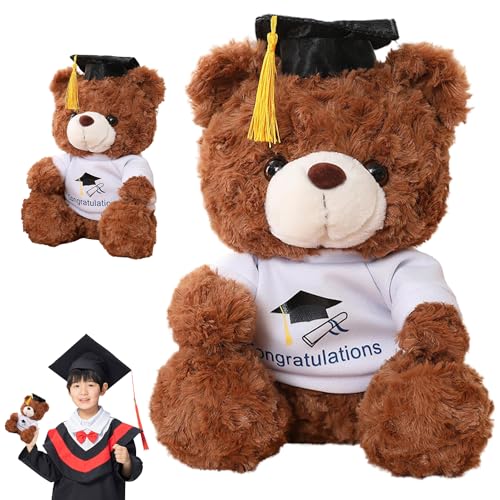 HBSFBH Abschluss Bär Kuscheltier, 23 cm Graduation Teddybär, Teddy Plüschbär mit Doktorhut, Personalisierte Teddybär für Graduation, Teddybär Graduation Gift, Bachelor Geschenk (Dunkelbraun) von HBSFBH