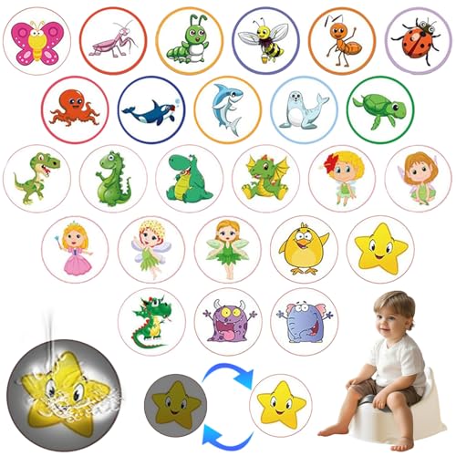 Töpfchentraining Aufkleber, 25 Stück Töpfchentraining Cartoon Aufkleber, Potty Training Stickers, Farbwechsel Pipi Aufkleber, Toiletten Farbwechsel Aufkleber, Für Kinder Als PIPI-Trainingshilfe von HBSFBH