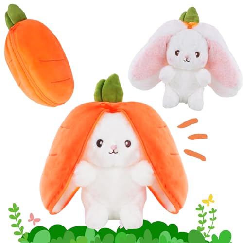 HBSFBH Osterhase Plüschtiere, 25cm Hasen Verstecken, Verstecken Osterhasen Stofftier, Osterhase Kuscheltier, Erdbeeren Kaninchen Plüschtiere, Osterhase Gefülltes Plüschtier, Easter Bunny Cuddly Toy von HBSFBH