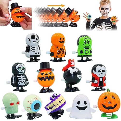 Halloween Aufziehspielzeug, 12 Stück Halloween Uhrwerk Spielzeug, Halloween Wind Up Toy, Aufziehspielzeug für Kinder, Halloween Uhrwerk Spielzeug, für Halloween Parteibevorzugung Goody Bag Füller von HBSFBH