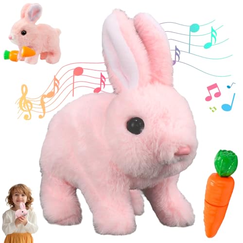 Ostern Plüschhasenspielzeug, 18cm Interaktives Kaninchen Spielzeug, Elektronisches Plüsch Hase Spielzeug, Interactive Easter Bunny Toy, Hüpfendes Kaninchen Spielzeug, für Kinder, Jungen, Mädchen von HBSFBH